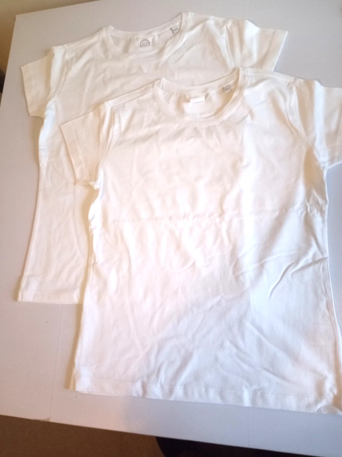 2x new Minni Skinnifit Kids plain white fitted T-Shirt Size 10/12 boys girls
