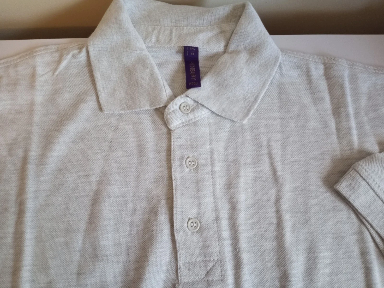 new grey marl ash XXL Poly Cotton Pique Polo t Shirt Henbury H400 men's women's tall long