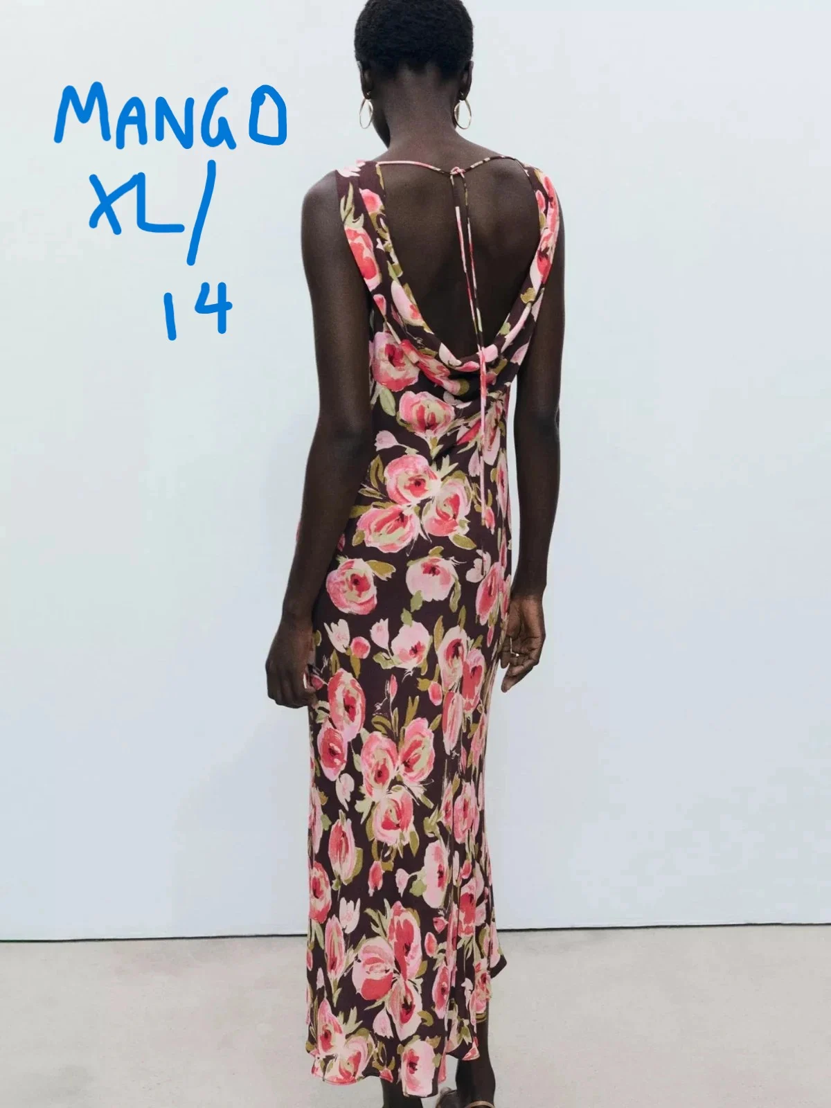 BNWT Mango Floral open back Maxi Dress wedding summer prom evening XL size 14