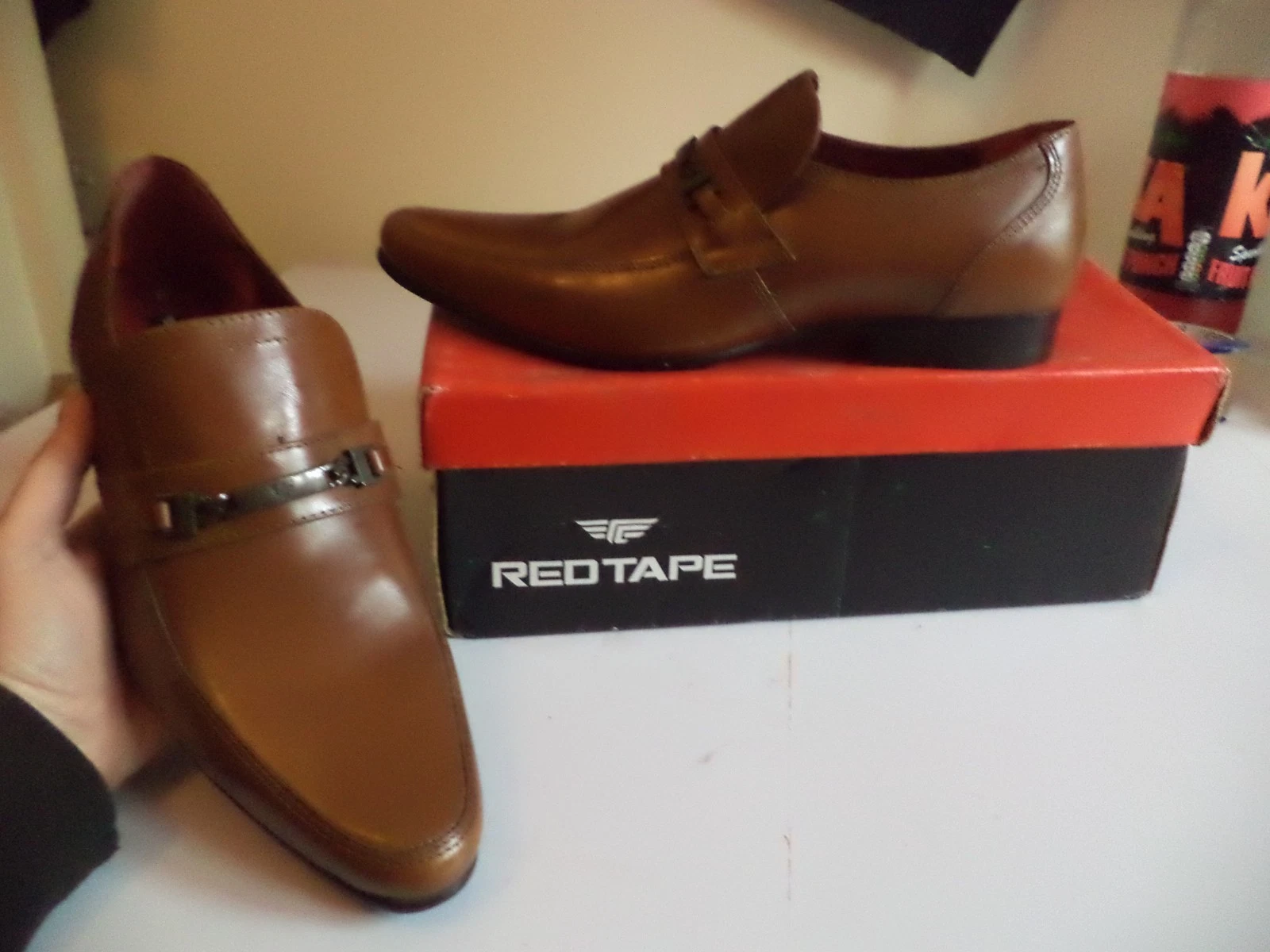 brown leather Red Tape Men's slip on Dress formal Smart pointed Shoes size 9