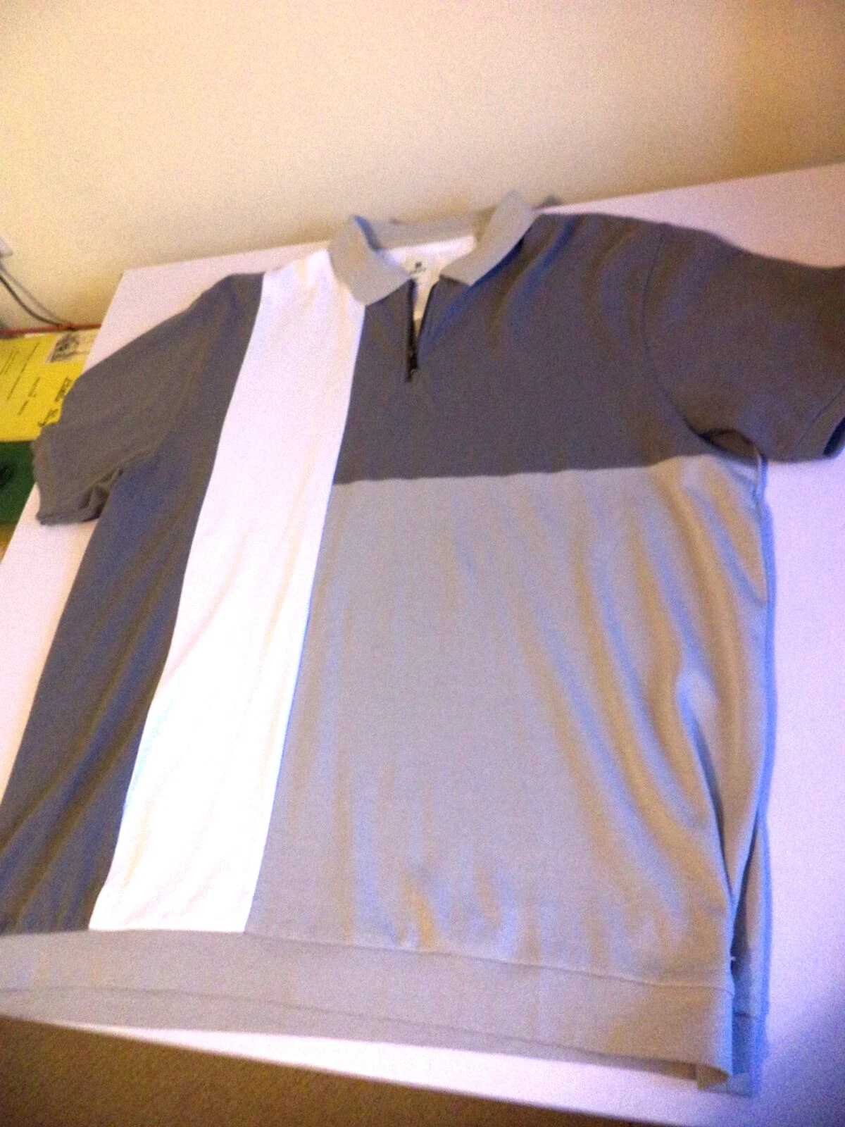 BNWOT new Next Men's Polo neck shirt t-shirt navy grey stripe Cotton XL 45-47"