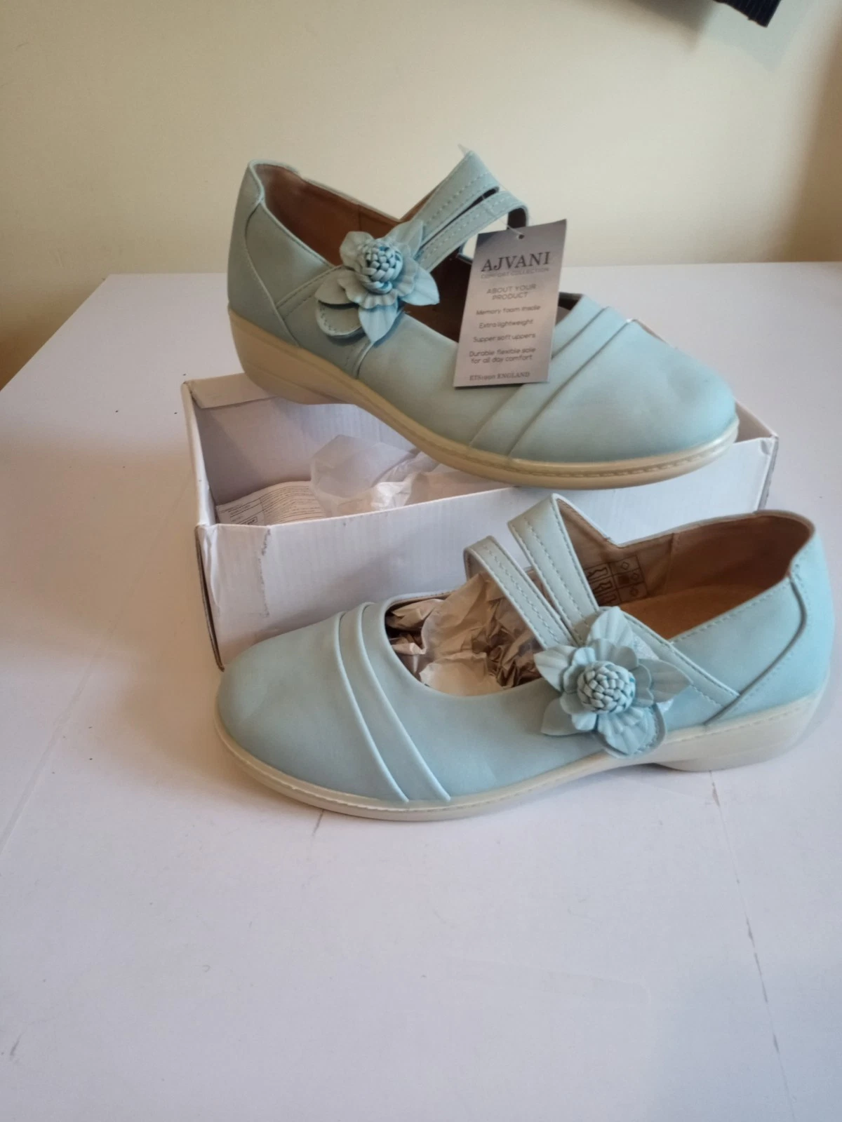 AJVANI light blue padded mary jane comfortable shoes sandals size UK 8/9 women's