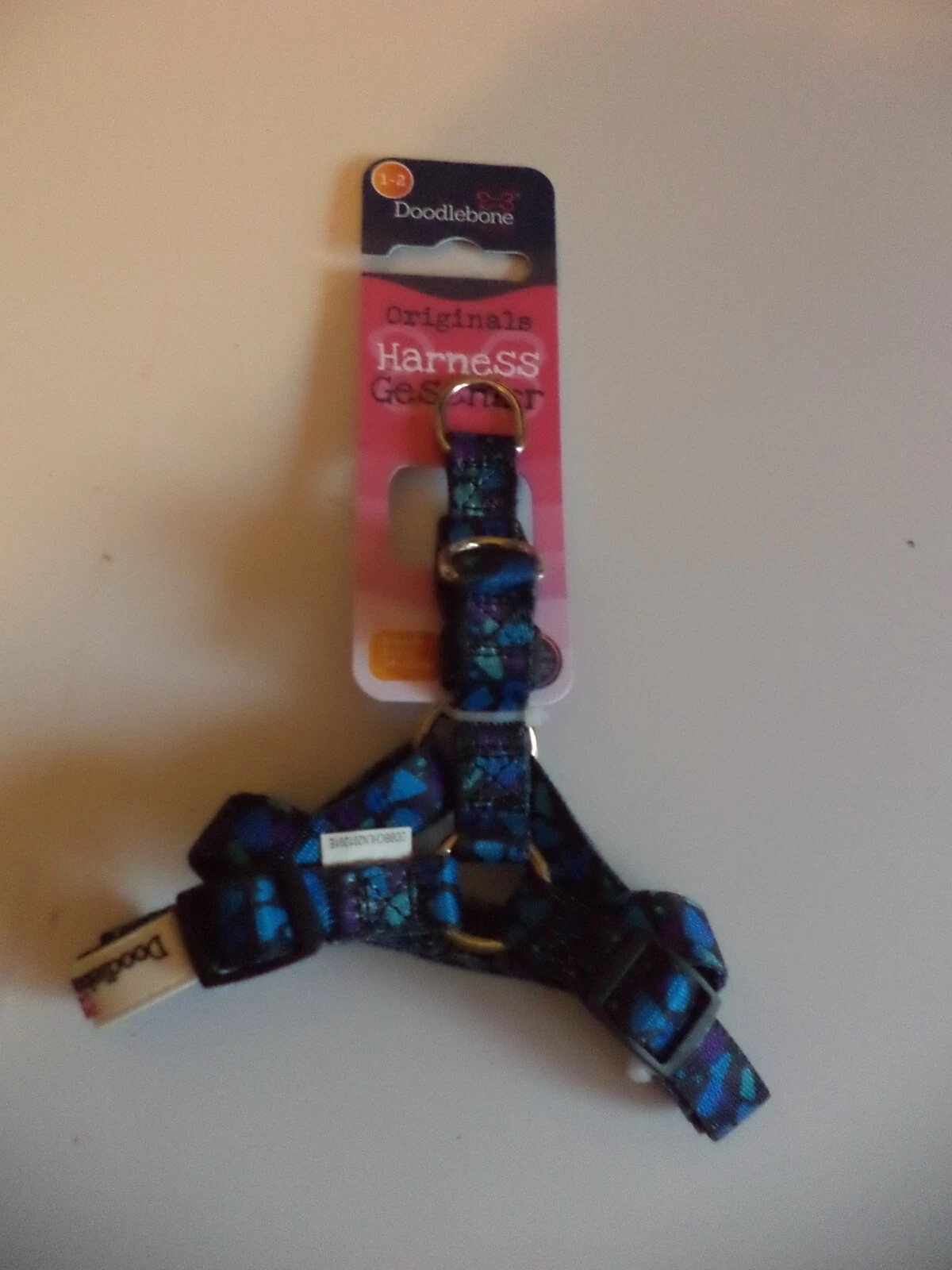 Doodlebone Strap Harness Dog Puppy Bold Nylon Adjustable size 1-2 blue black
