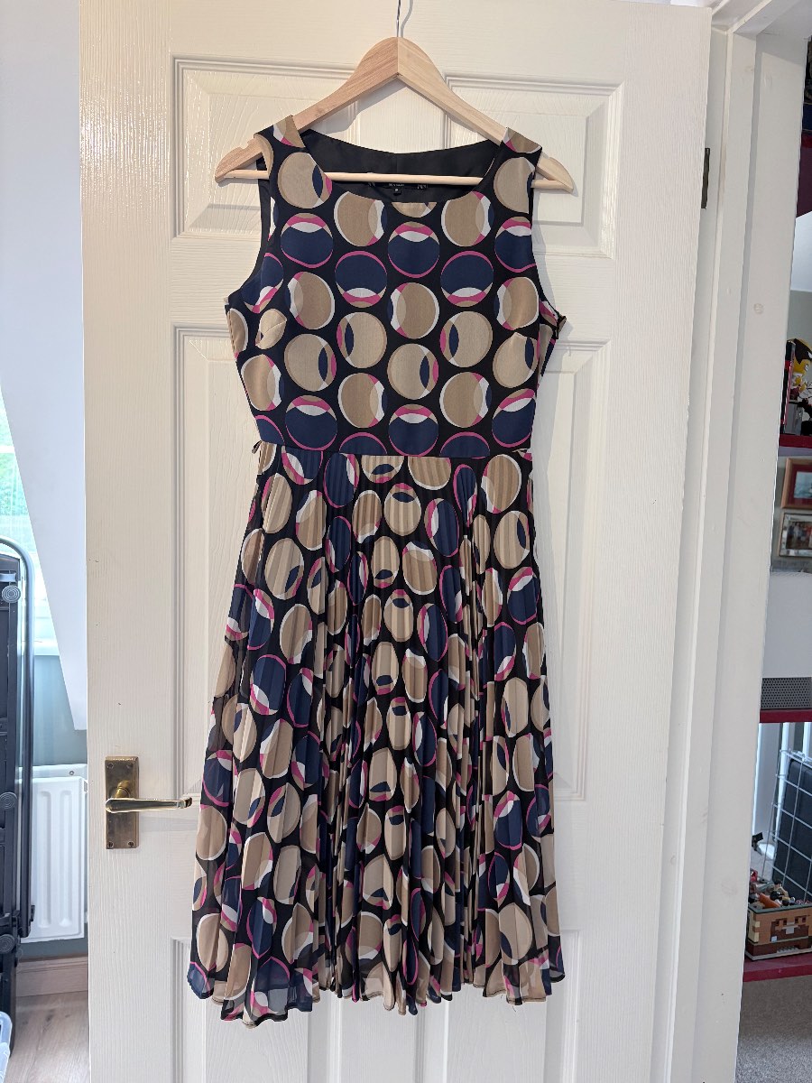 Ben de Lisi Navy Pink Pleat Dress UK10