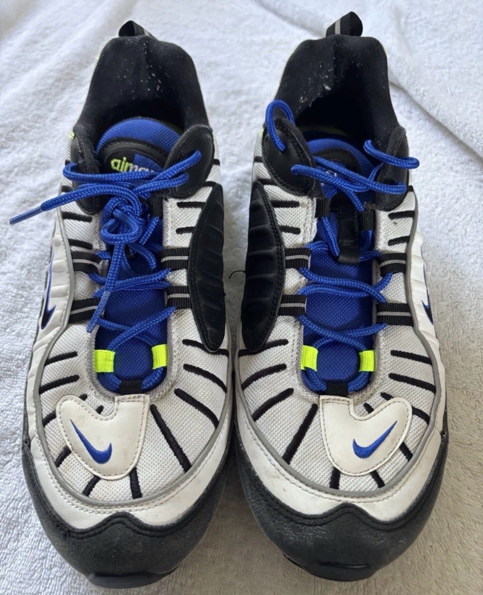 Nike Air Max 98 UK 11 EU46 White Black Racer Blue Trainers 640744-103
