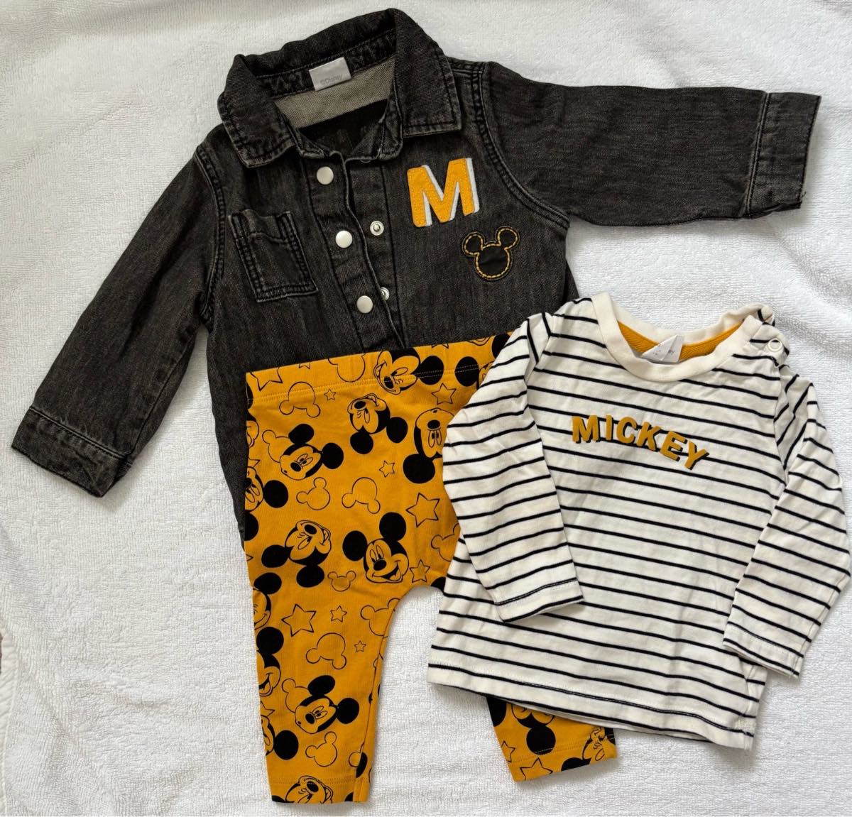 Disney Baby Mickey Mouse 3 Piece Outfit Set 3-6 Months Denim Jacket Leggings
