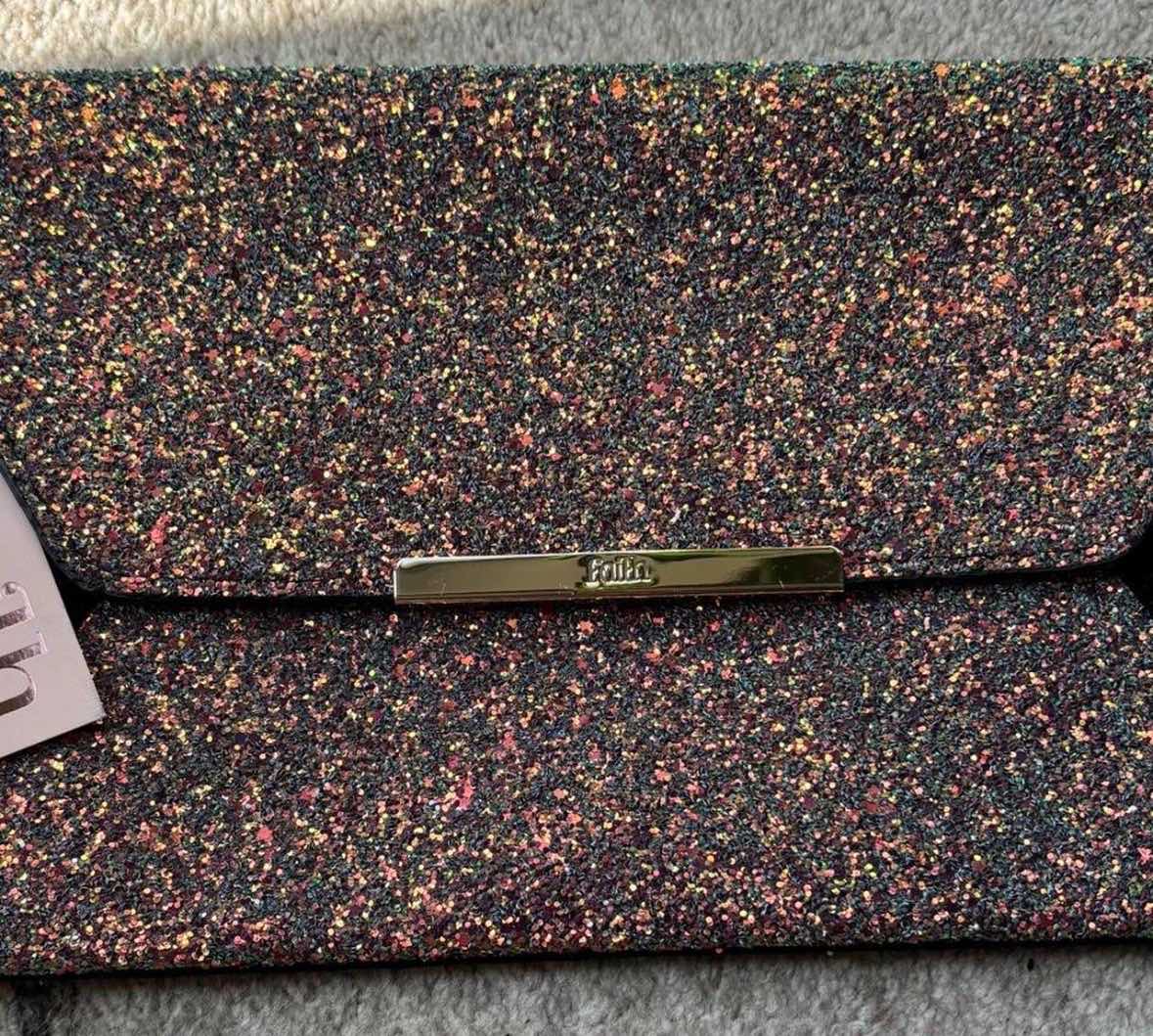 Faith Multicolour Glitter Clutch Bag NWT Party Evening Wedding Guest Prom