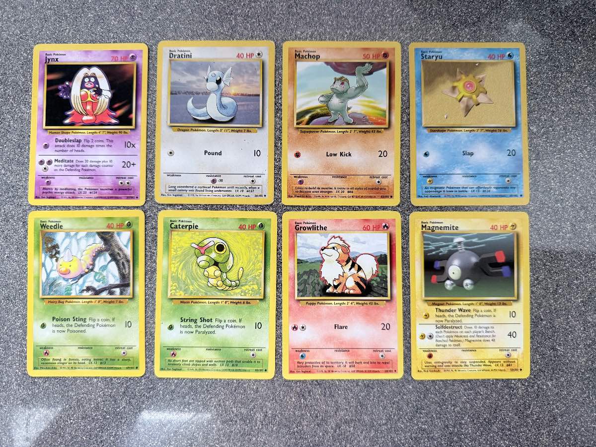 Pokemon cards, original base set collection 8 cards
