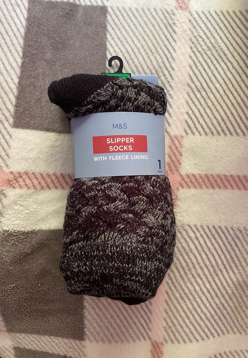 Grey/ black thick slipper socks