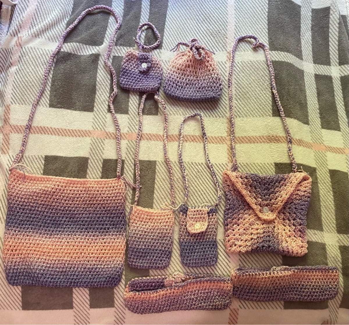 8 piece pink/ purple crochet set