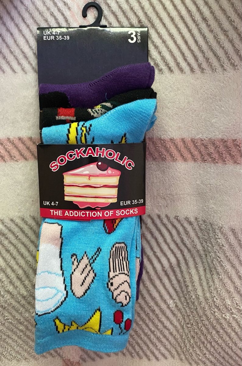 3 pack of sockaholic cake socks
