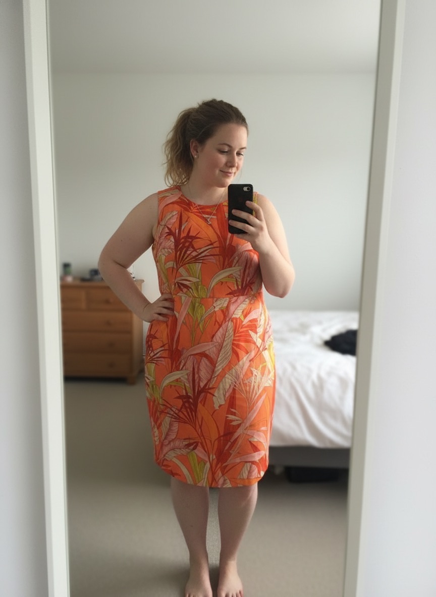Sleeveless Tropical Print Dress Orange/Red Size 16 Matalan