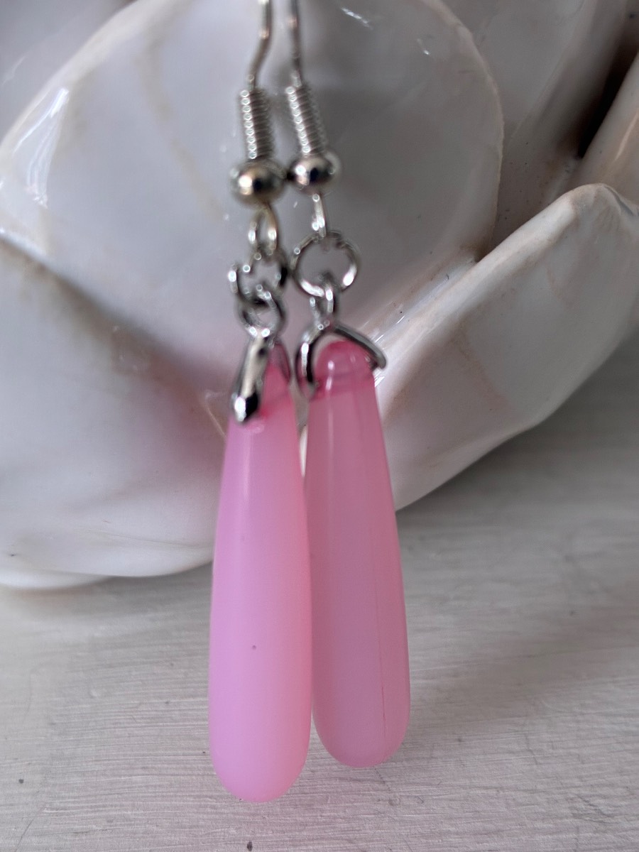 Long pink drop earrings