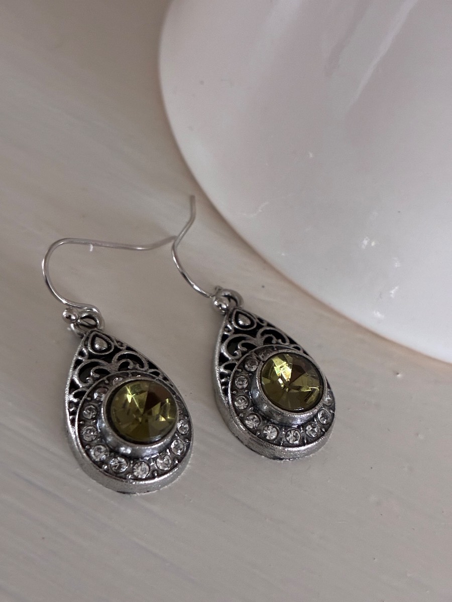 Art deco style citrine colour drop earrings
