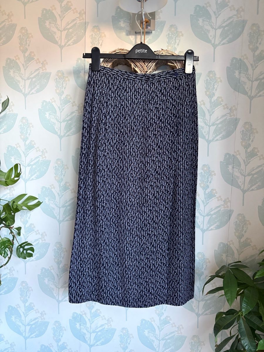 Vintage St Michael Marks & Spencer Abstract Print Wrap Midi Skirt – Size UK 8