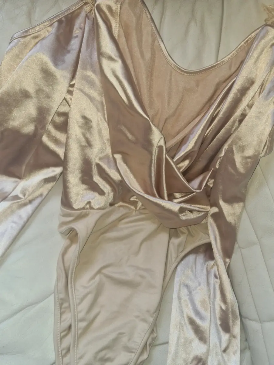 Womens golden silk bodysuit shein size L