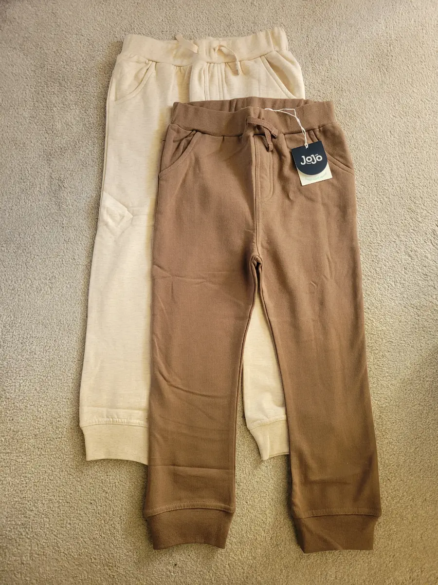 BNWT Jojo Maman Bebe Brown & Natural 2 Pack Joggers. Size 7-8 years