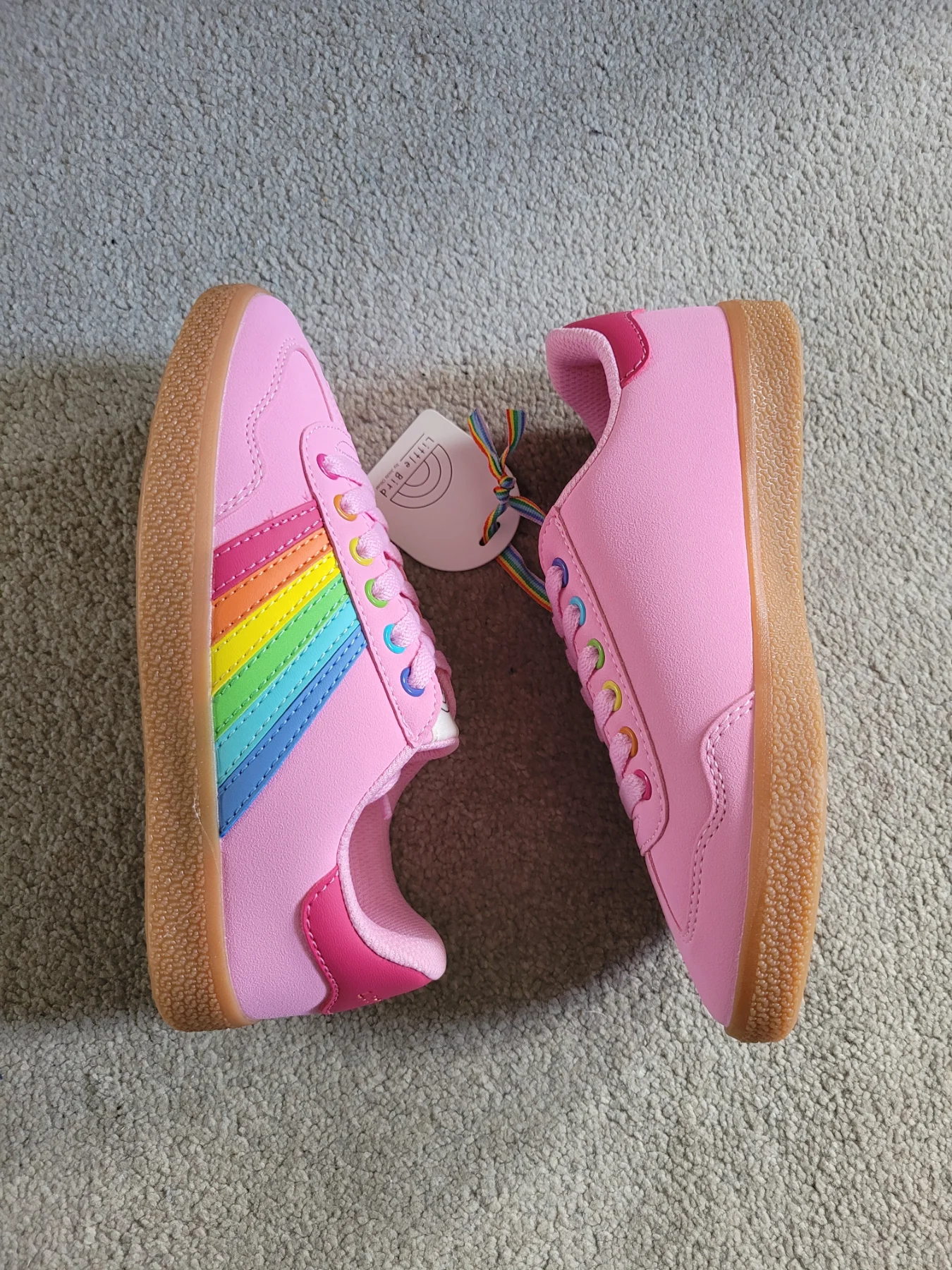 BNWT Little Bird Multi Rainbow 🌈 Stripe Trainers. Size UK 1