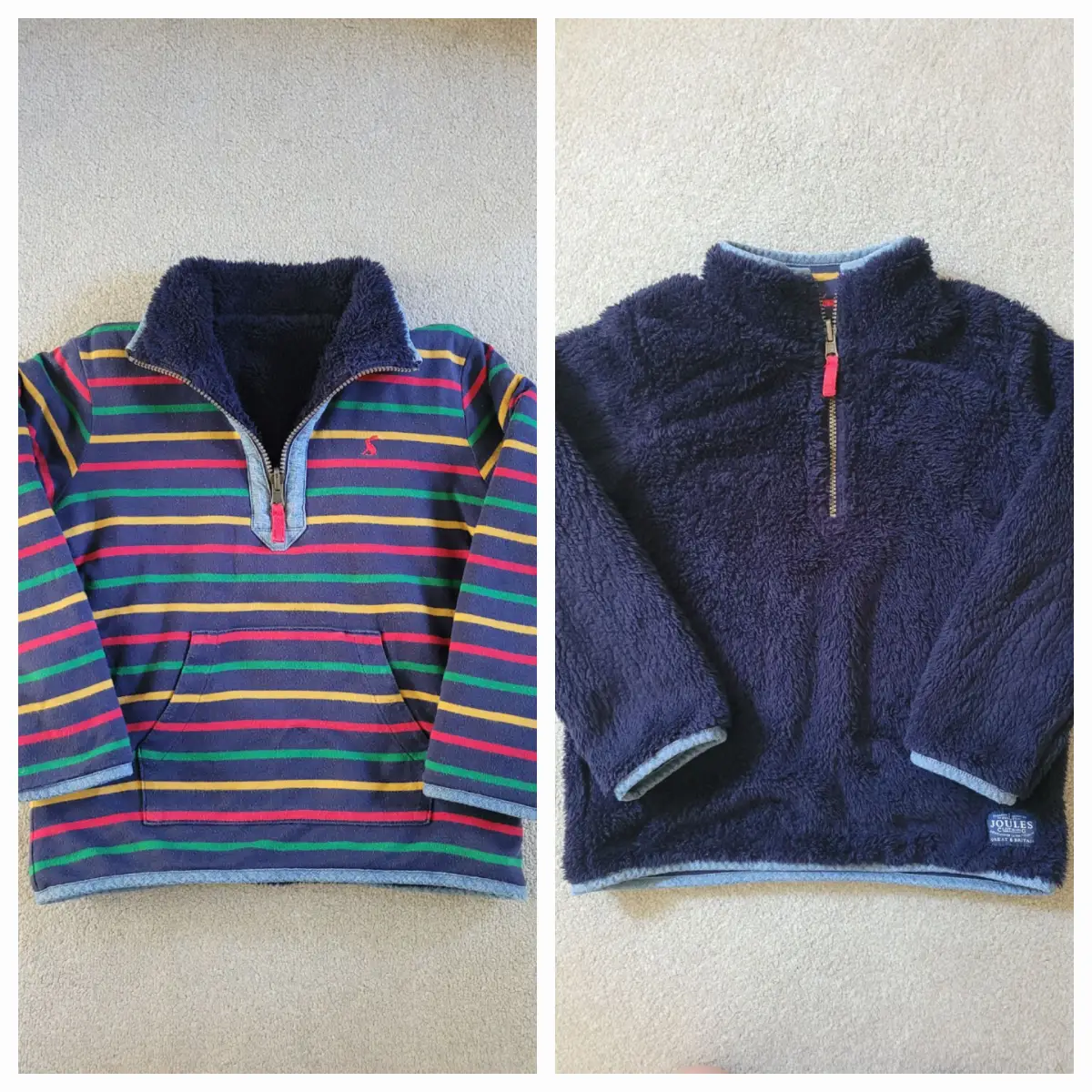 VGUC/GUC Joules Unisex Rainbow 🌈 Reversible Fleece Sweatshirt Jumper. Size 7-8 Years