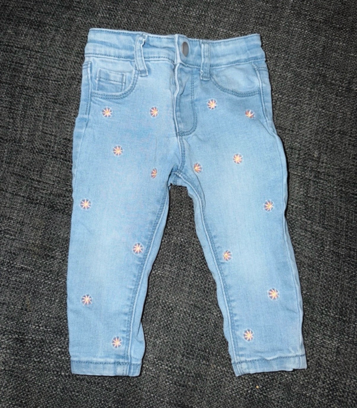 Blue embroidered jeans