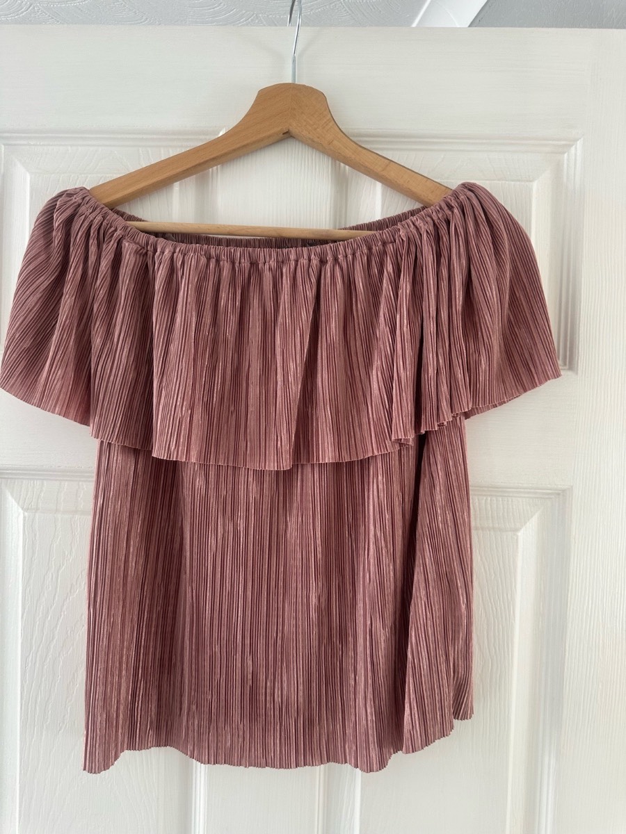 Off the shoulder pleated smart top