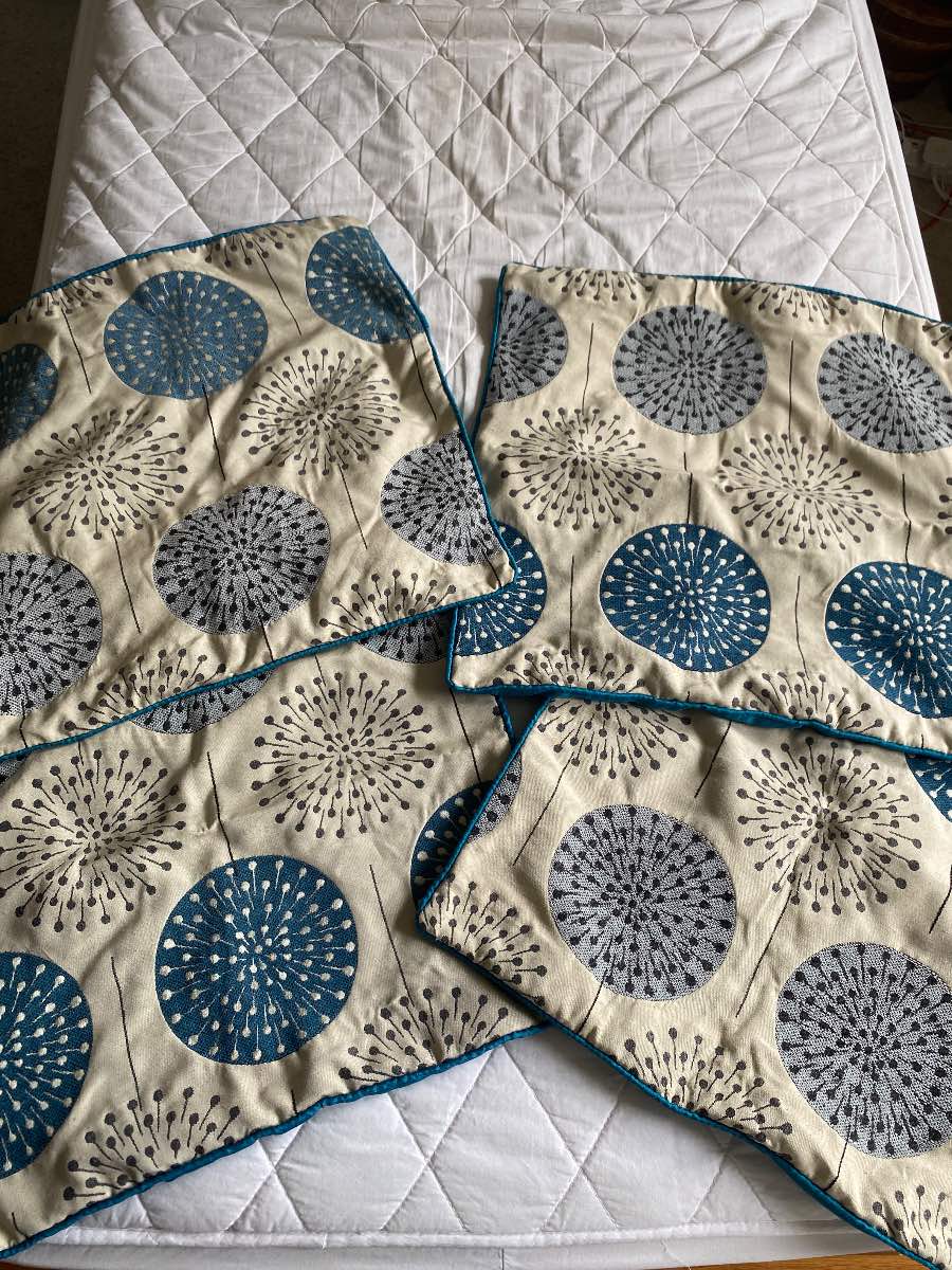 4 Blue dandelion cushion cases 45 x 45cm