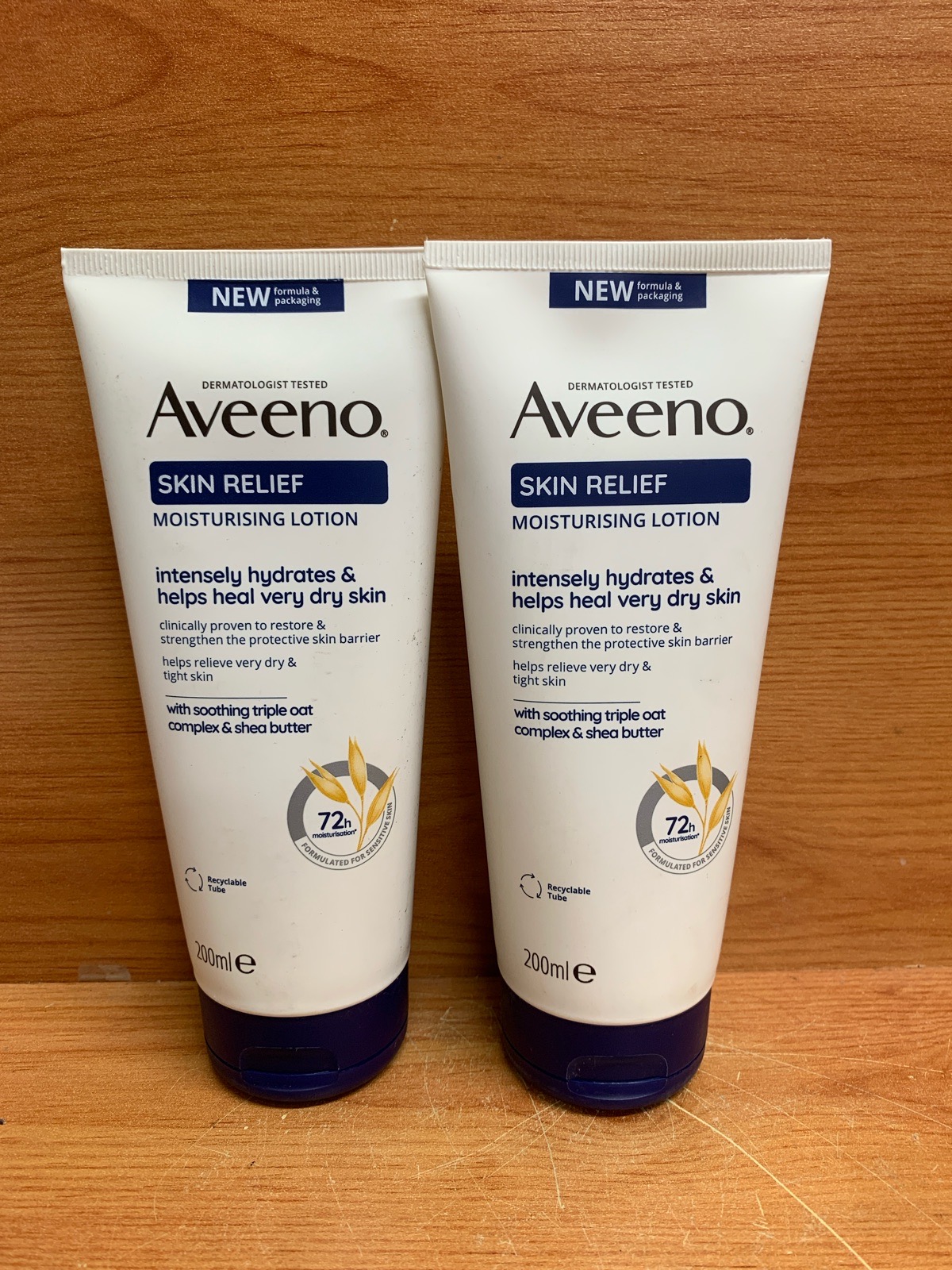 2 X AVEENO SKIN RELIEF MOISTURISING LOTION SHEA BUTTER UNSCENTED 200ml each