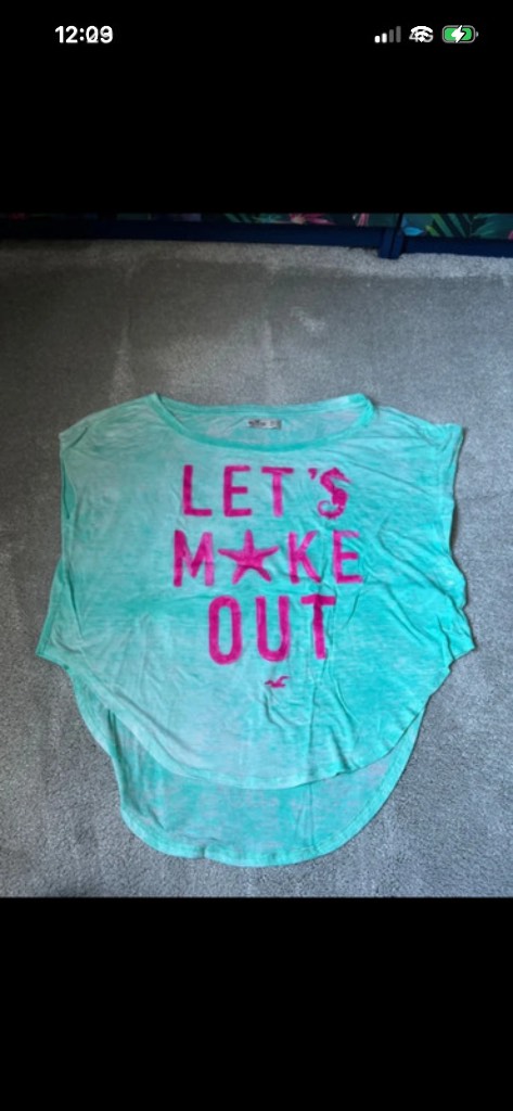 Hollister green and pink baggy T-shirt top