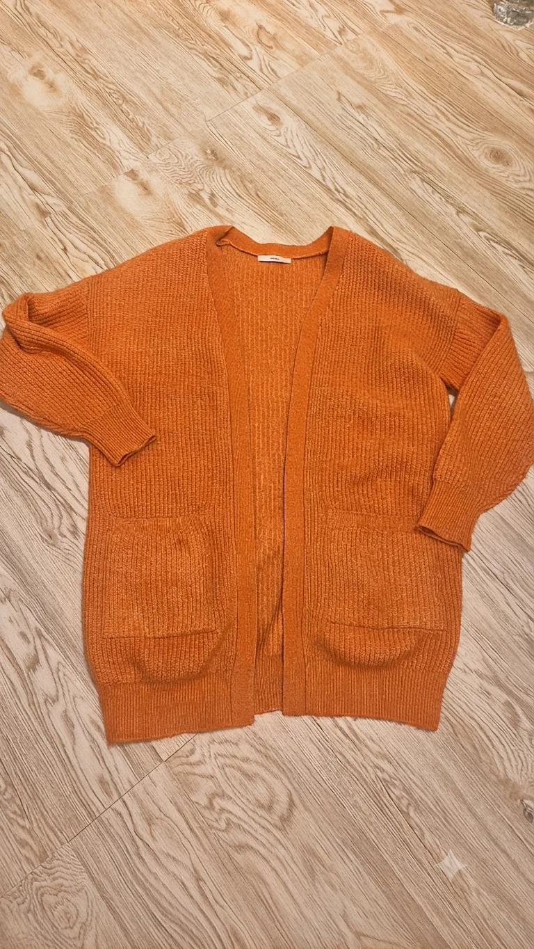 George Orange Ribbed Knit Cardigan Size 16-18