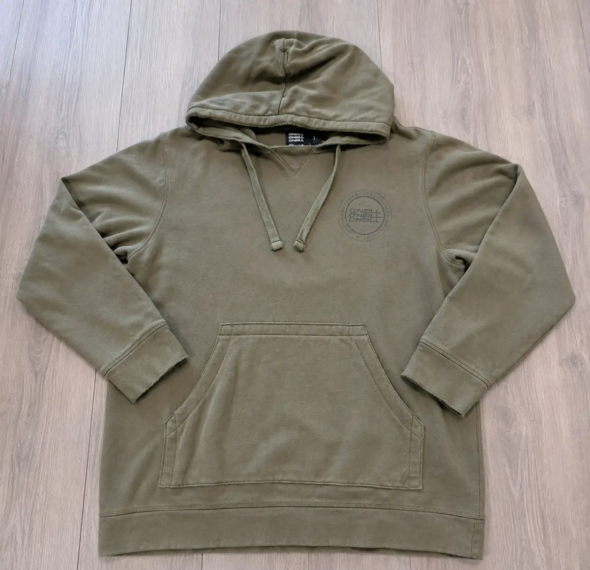 O'Neill Olive Green Hoodie with A Tonal Circular Graphic Logo Size X Large
