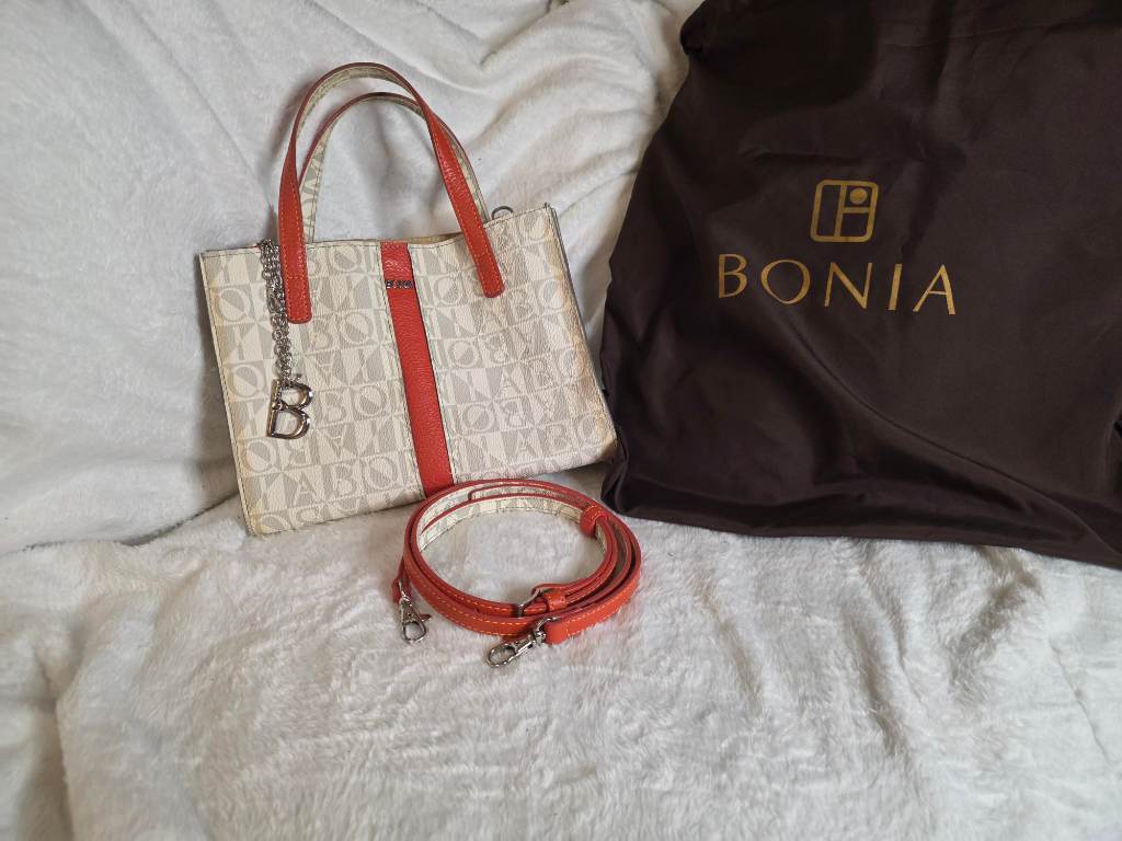 Bonia Monogram Mini Tote Bag with Crossbody Strap & Dust Bag