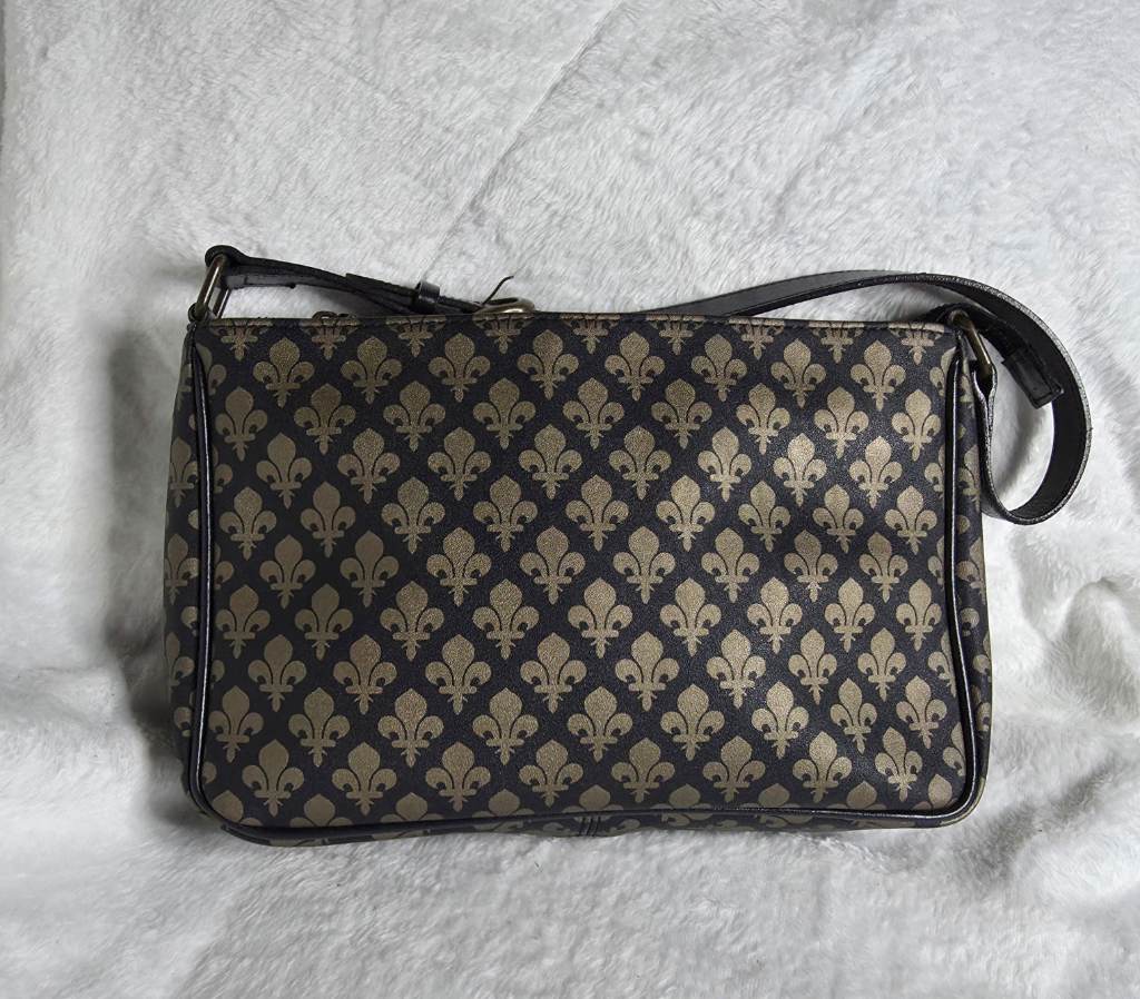 Patrick Cox Fleur De Lys Monogram Shoulder Bag | Vintage Y2K Navy Designer Bag