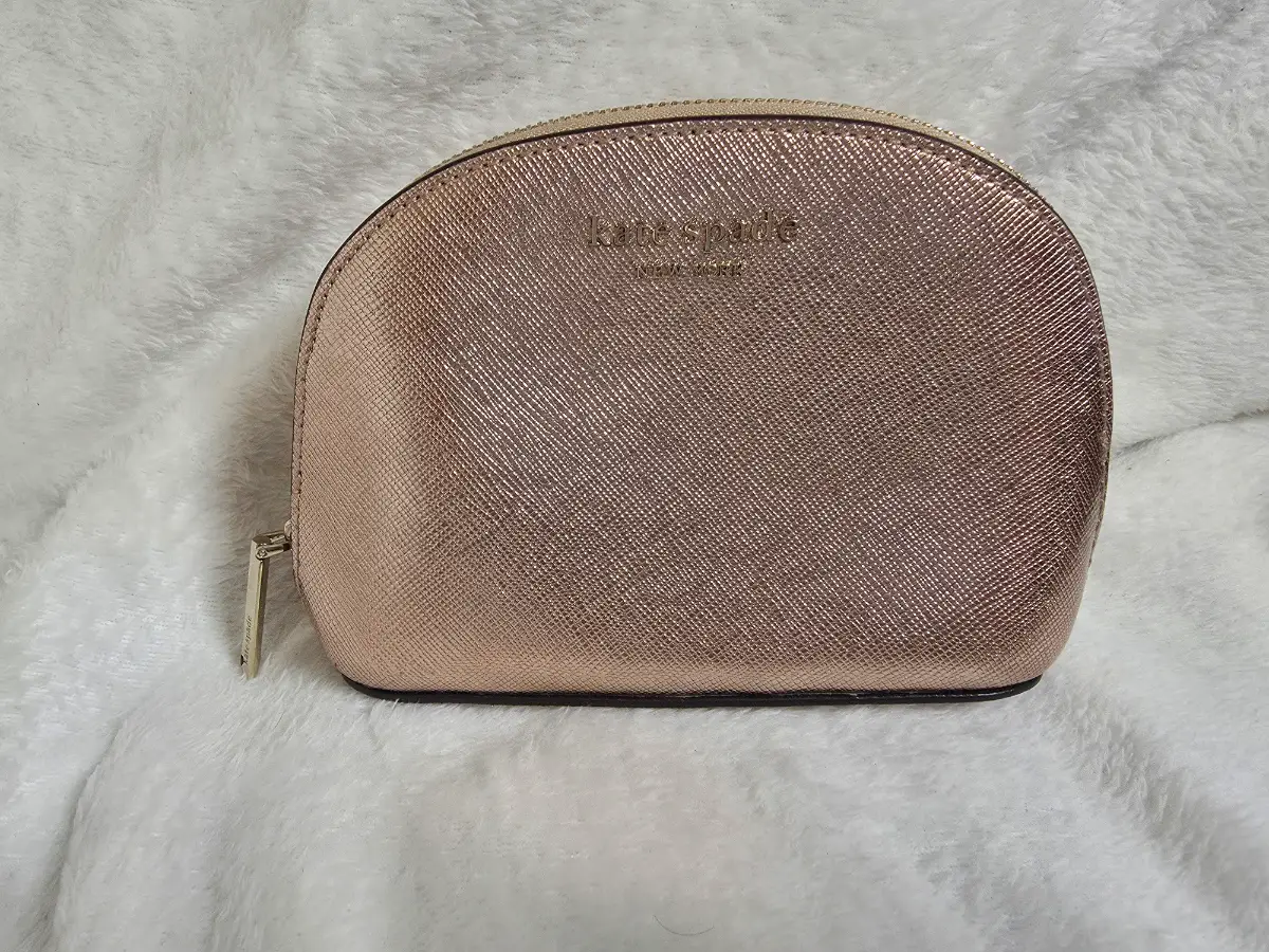 Kate Spade New York Rose Gold Metallic Cosmetic Makeup Bag Wash Bag Pouch