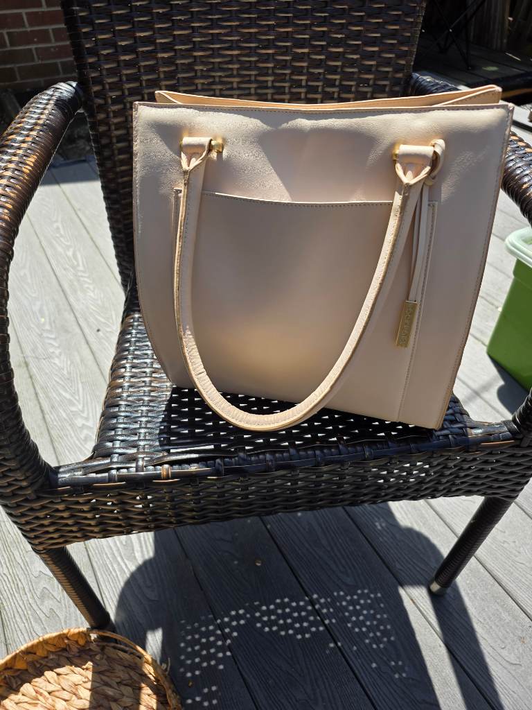 Cream Oversized Tote Bag with Gold Hardware