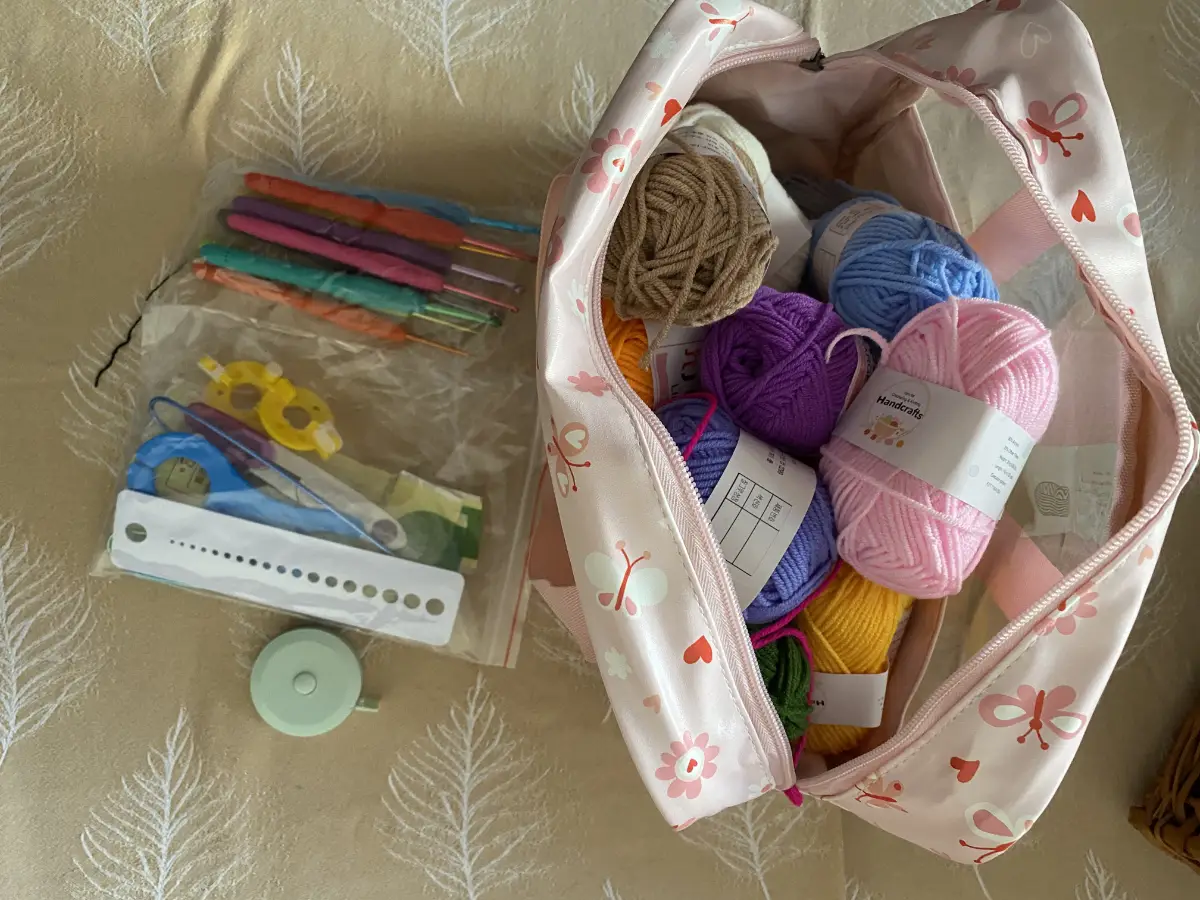 New knitting and crochet kit with yarn