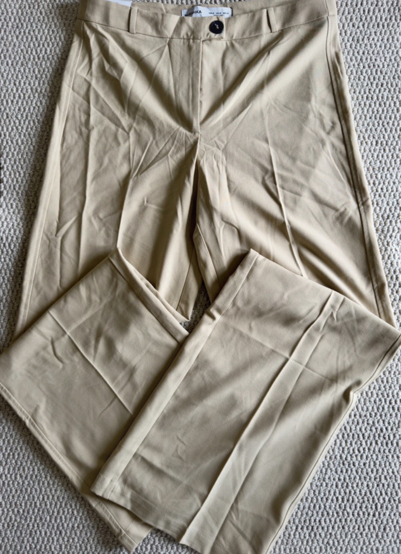 Bershka Beige Tailored Wide Leg Trousers – UK 14