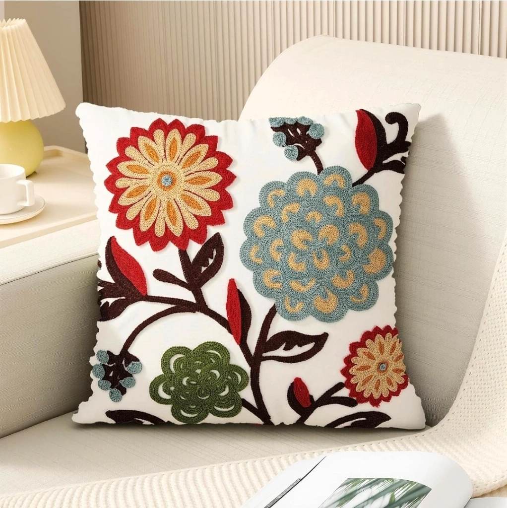 stunning embroidered filled cushion 45x45cm