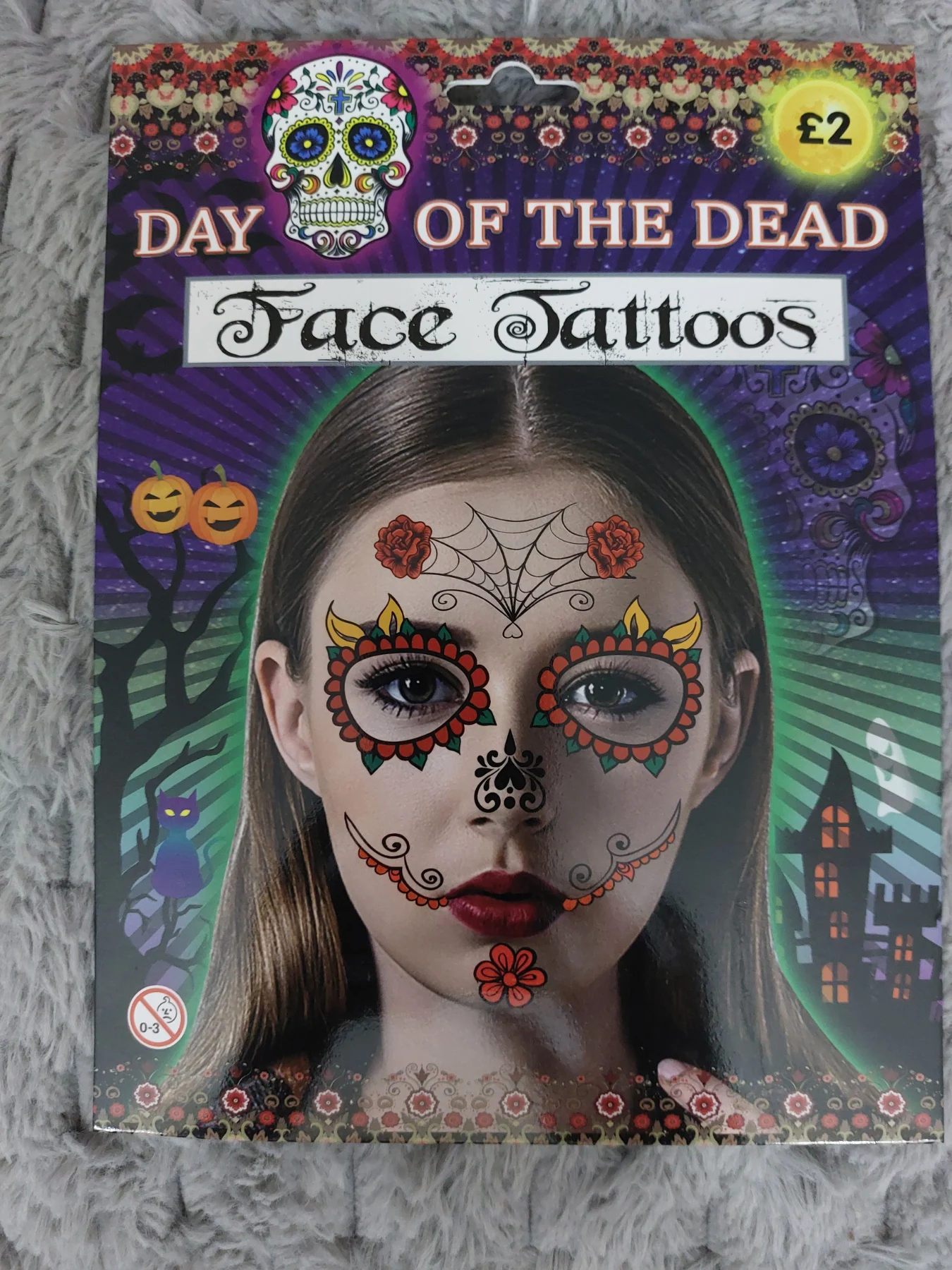 Day of The Dead Face Tattoos (Rose) Temporary Tattoos Halloween Face Tattoos