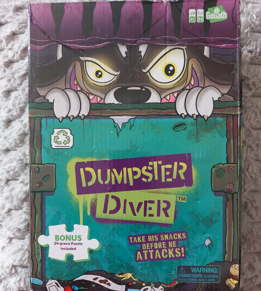 Goliath Dumpster Diver Game 2-4 Player Snacks Before Attacks Brand New Sealed