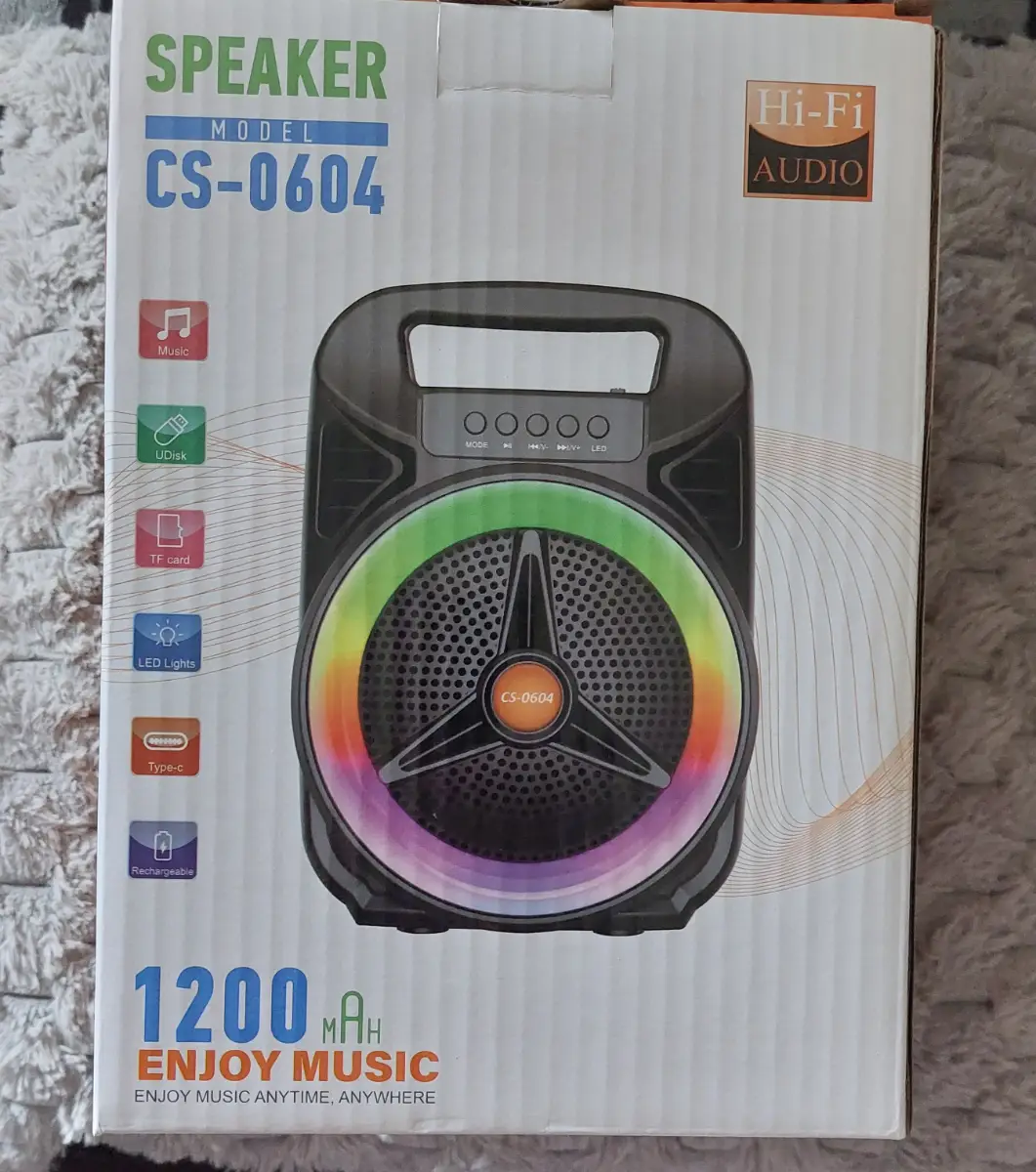 CS-0604 Portable Bluetooth Speaker with RGB LED Lights | Rechargeable Wireless S