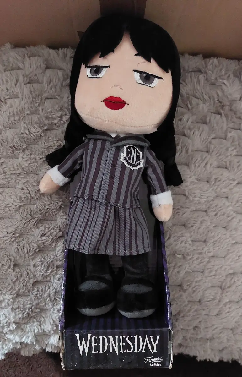 Wednesday Addams Plush Doll Nevermore School Uniform 33cm/13 Inches Soft Toy New