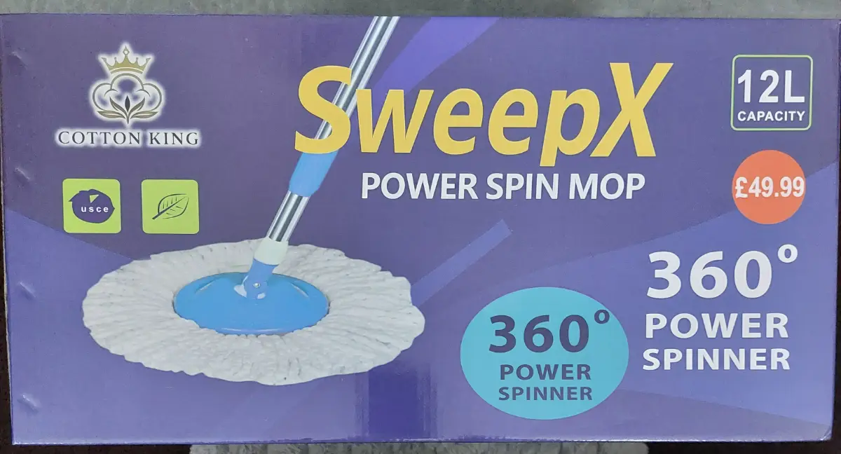 SweepX Power Spin Mop 12L Capacity Bucket Locking System Micro Fiber Head New