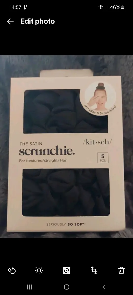 Set of 5 /kit-sch/ Silk Hair Scrunchies Black Hair Ties For Thick Hair