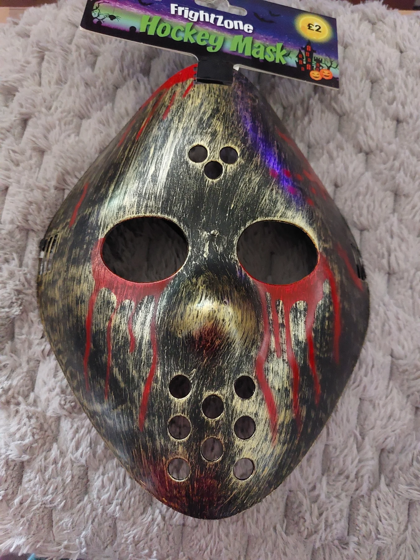 FrightZone Hockey Mask Gold & Red Brand New with Tags Halloween Fancy Dress Mask