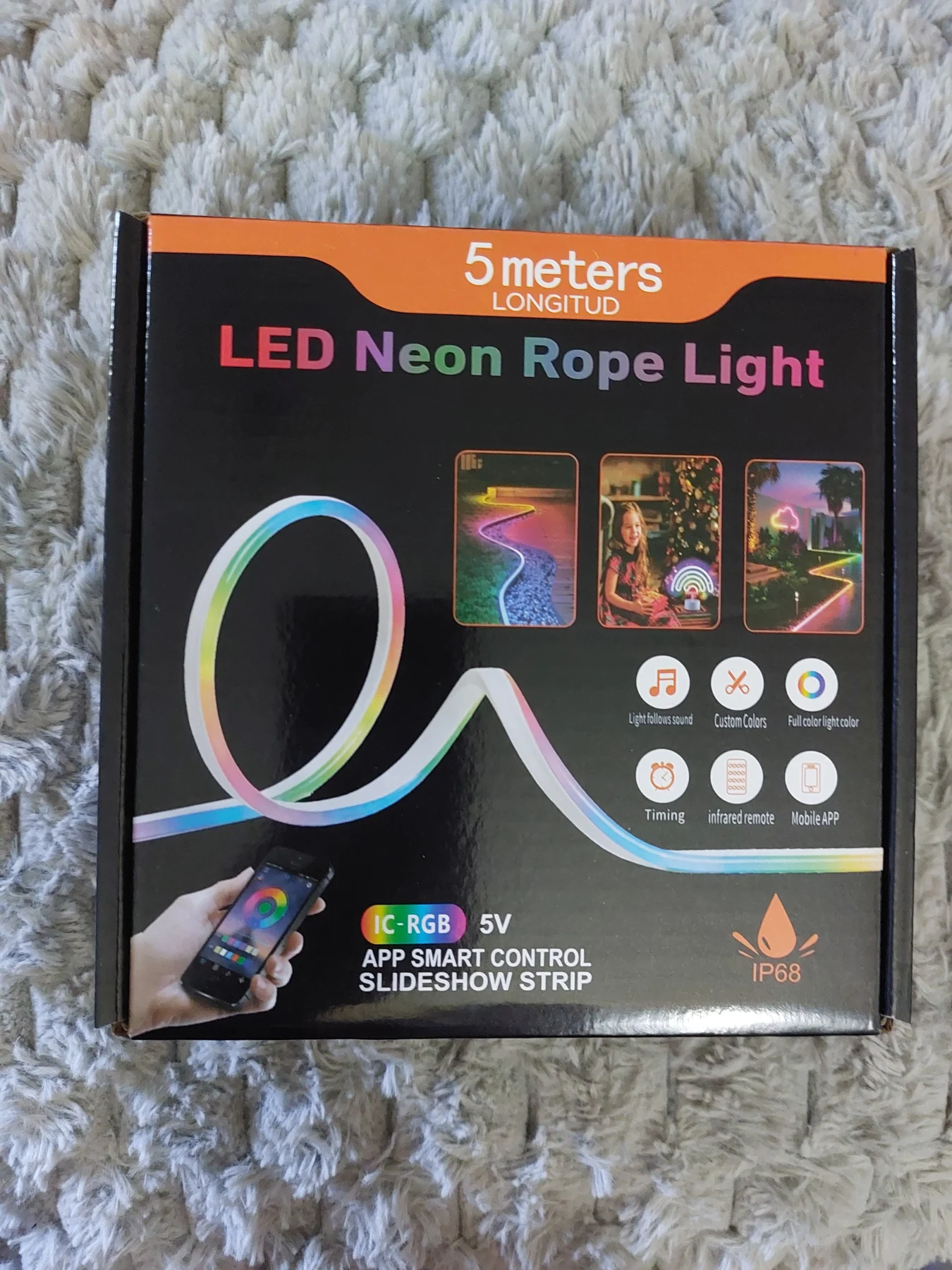LED 5 Meter Neon Rope Light Waterproof Flexible Strip Lights with Remote & App
