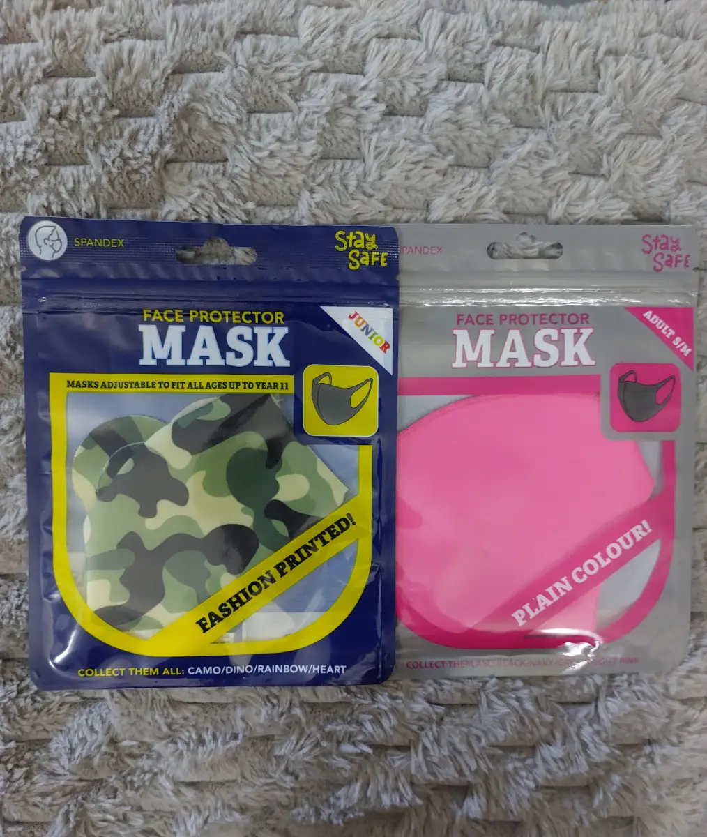 2 Stay Safe Face Protectors 1 Junior 1 Adult S/M Brand New Sealed Fast Dispatch