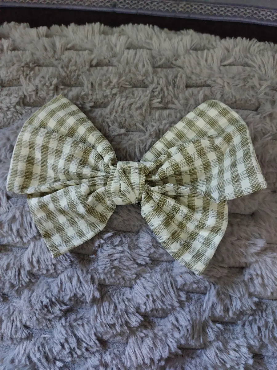 Green and Cream 17cm Bow Hair Clip Hair Accessories