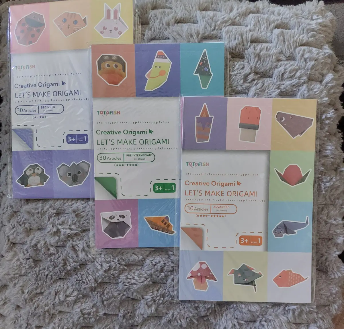 Totofish Creative Origami 3 Books  Biginner Pre-Intermediate & Advanced Age 3+