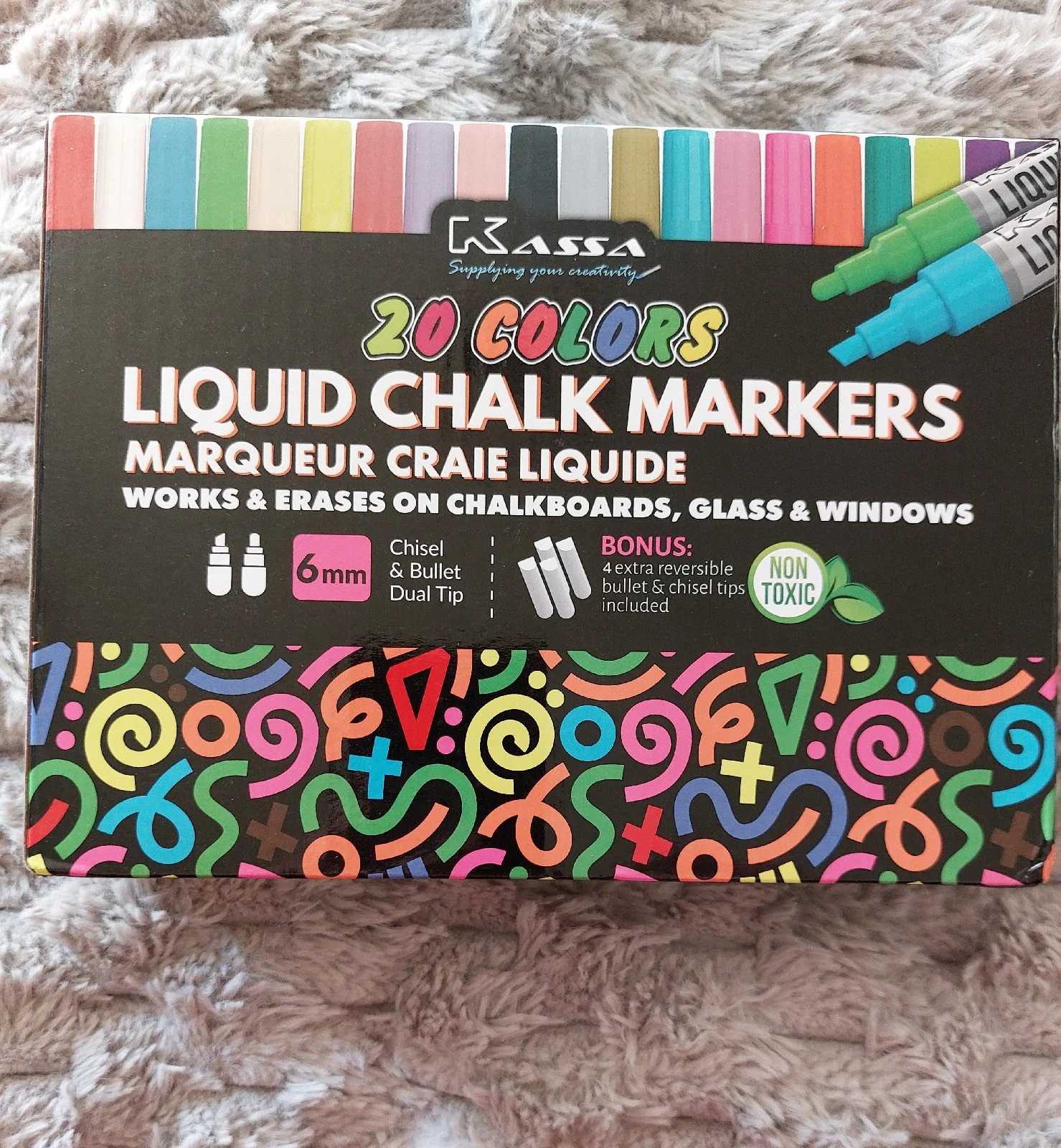 Kassa 20 Liquid Chalk Markers Non Toxic 6mm Chisel & Dual Tip 4 Extra Tips New