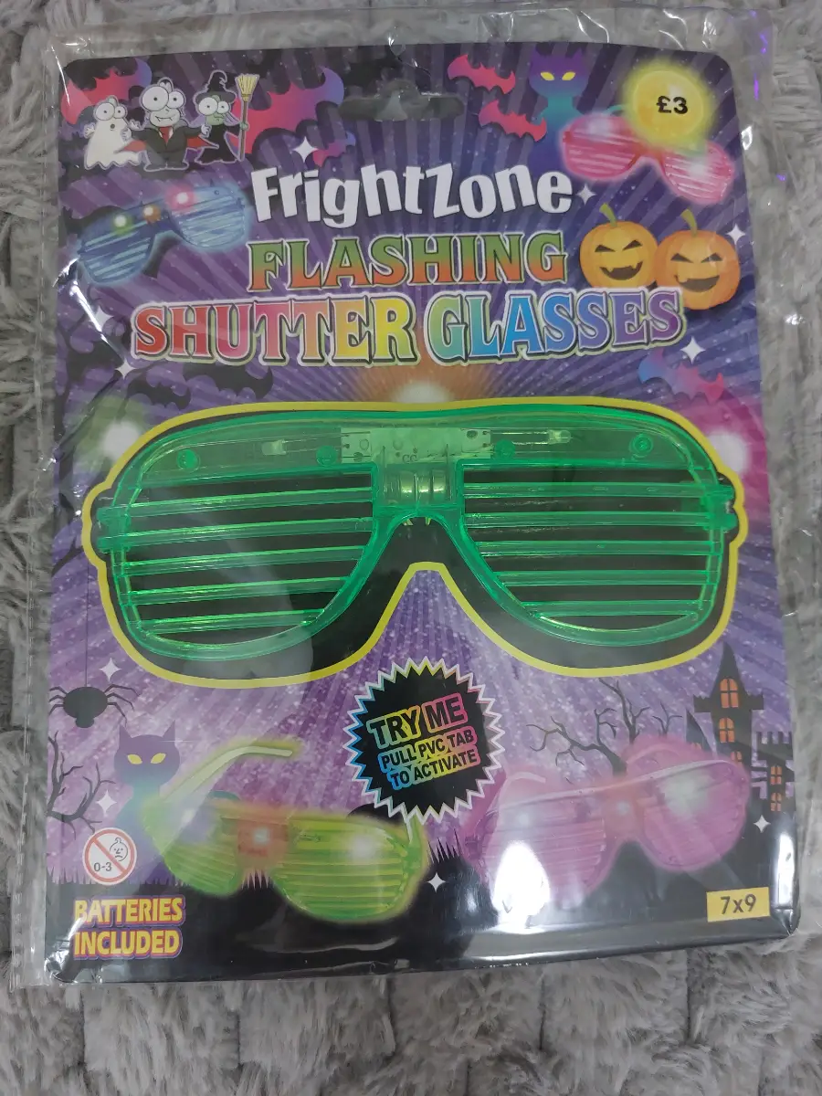 FrightZone Green Shutter Glasses Halloween Party Costume Accessory Fancy Dress